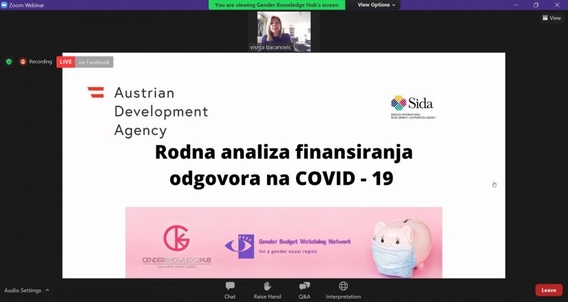 Kuća rodnih znanja predstavila je Rodnu analizu budžetiranja odgovora na COVID – 19 u Republici Srbiji
